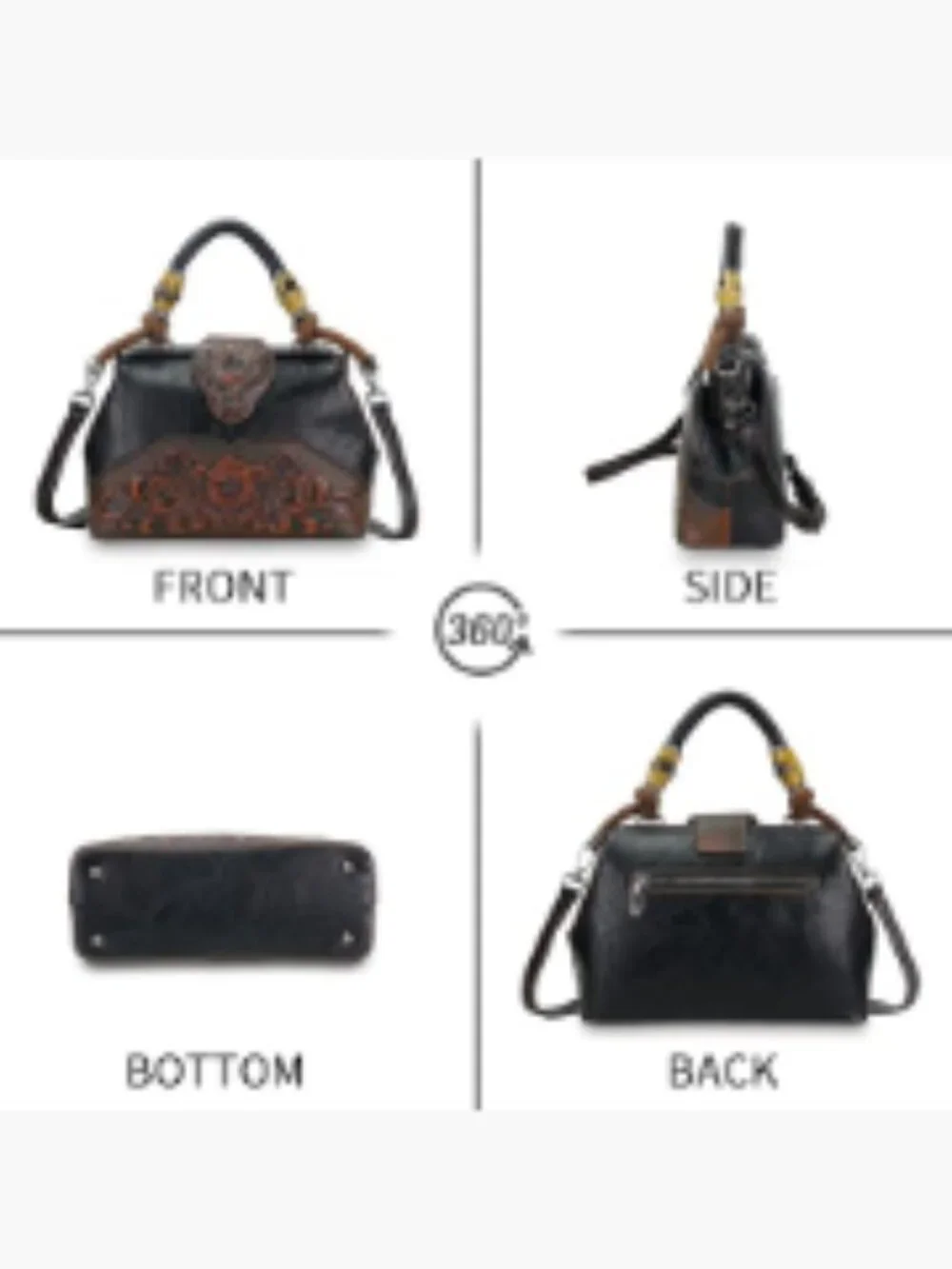 Vegan Leather Satchel Handbag Crossbody Shoulder Bag Medium Tote Purse_3